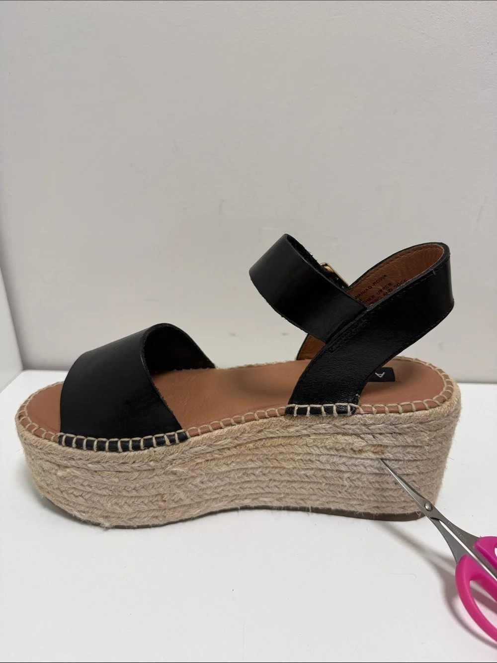 Aqua Rowan Platform Espadrille Sandals  Ankle Strap black sz 7.5